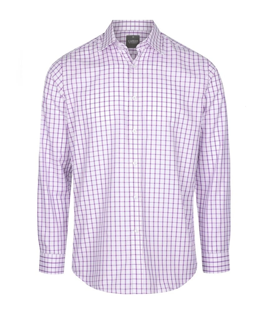 Gloweave Mens Oxford Check Long Sleeve Shirt - Lilac 3 Gloweave Mens Oxford Check Long Sleeve Shirt - Lilac