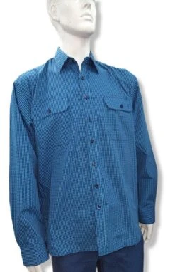 Bisley Mens Long Sleeve Check - Cyan