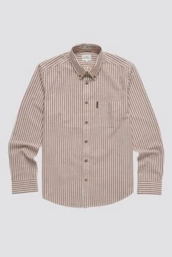 Ben Sherman Recycled Cotton Oxford Striped Shirt - Wine