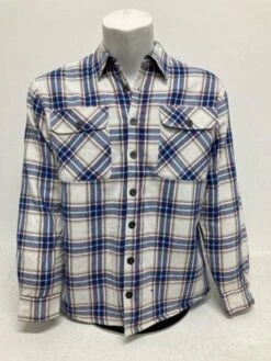 Bisley Mens Quilted Flannel Large Beige Check Shirt