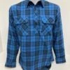 Bisley Mens Winterweight Closed Front Large Navy Check Shirt -Bisley Shop NAVY 20CLOSED 20FRONT