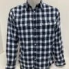 Bisley Mens Winterweight Open Front Medium Navy Check Shirt -Bisley Shop NAVY 20MEDIUM