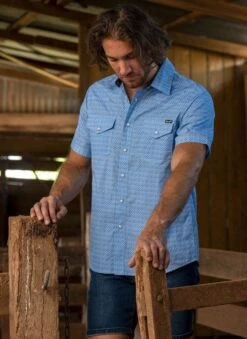 Wrangler Mens Ferguson Print Western Short Sleeve Shirt