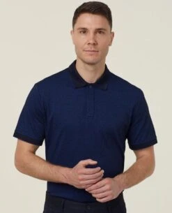 NNT Mens Textured Short Sleeve Polo
