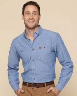 Gloweave Mens Icon Industrial Chambray Long Sleeve Shirt