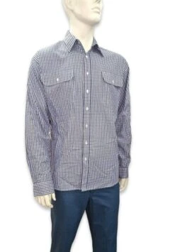 Bisley Mens Winterweight Small Check Royal Shirt
