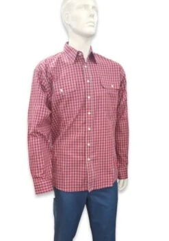 Bisley Mens Winterweight Medium Check Red Shirt