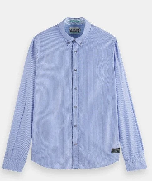 Scotch & Soda Mens Slim Fit Striped Cotton Popli 5 Scotch & Soda Mens Slim Fit Striped Cotton Popli - Image 3