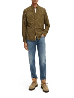 Scotch & Soda Mens Slim Fit Printer Poplin Shirt